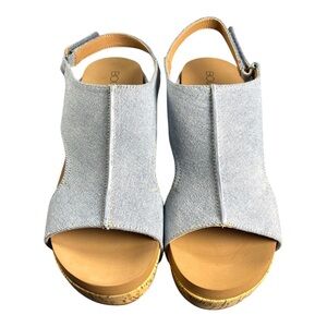 Corkys “Carley” Denim Wedge Sandals - Size 10